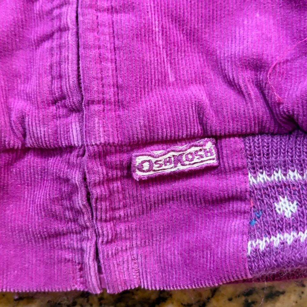 Vintage OshKosh Bgosh Purple Corduroy Sherpa Lined Hooded Jacket Girls 6X USA